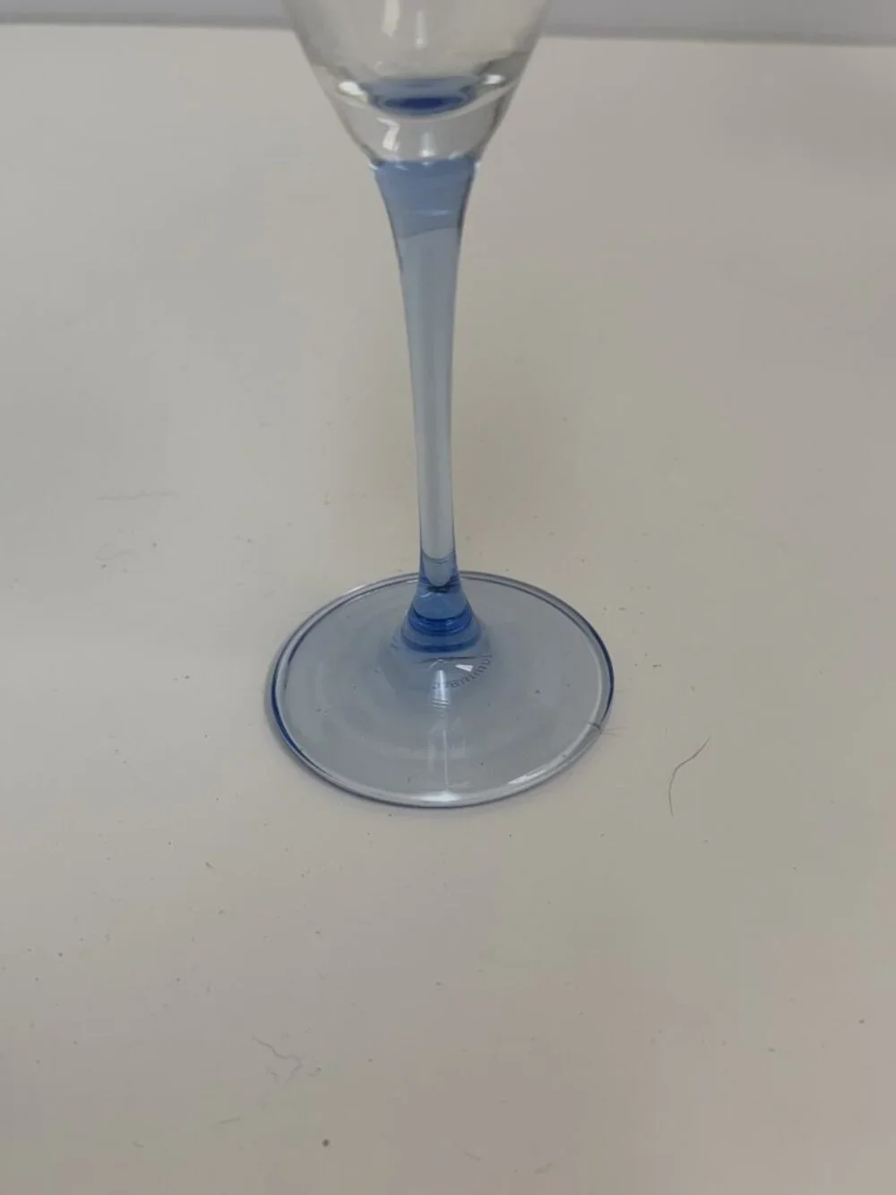 CHAMPAGNE FLUTES -- Light Blue Stems & Blue Footed Bases, Set of 4, Vintage
